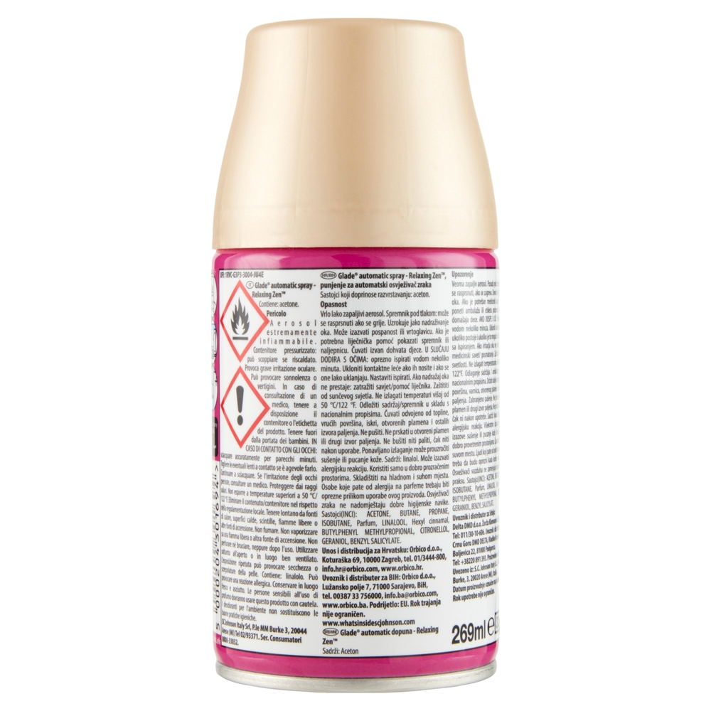 Glade Automatic Spray Ricarica, Profumatore per Ambienti, Fragranza Relaxing Zen 269ml